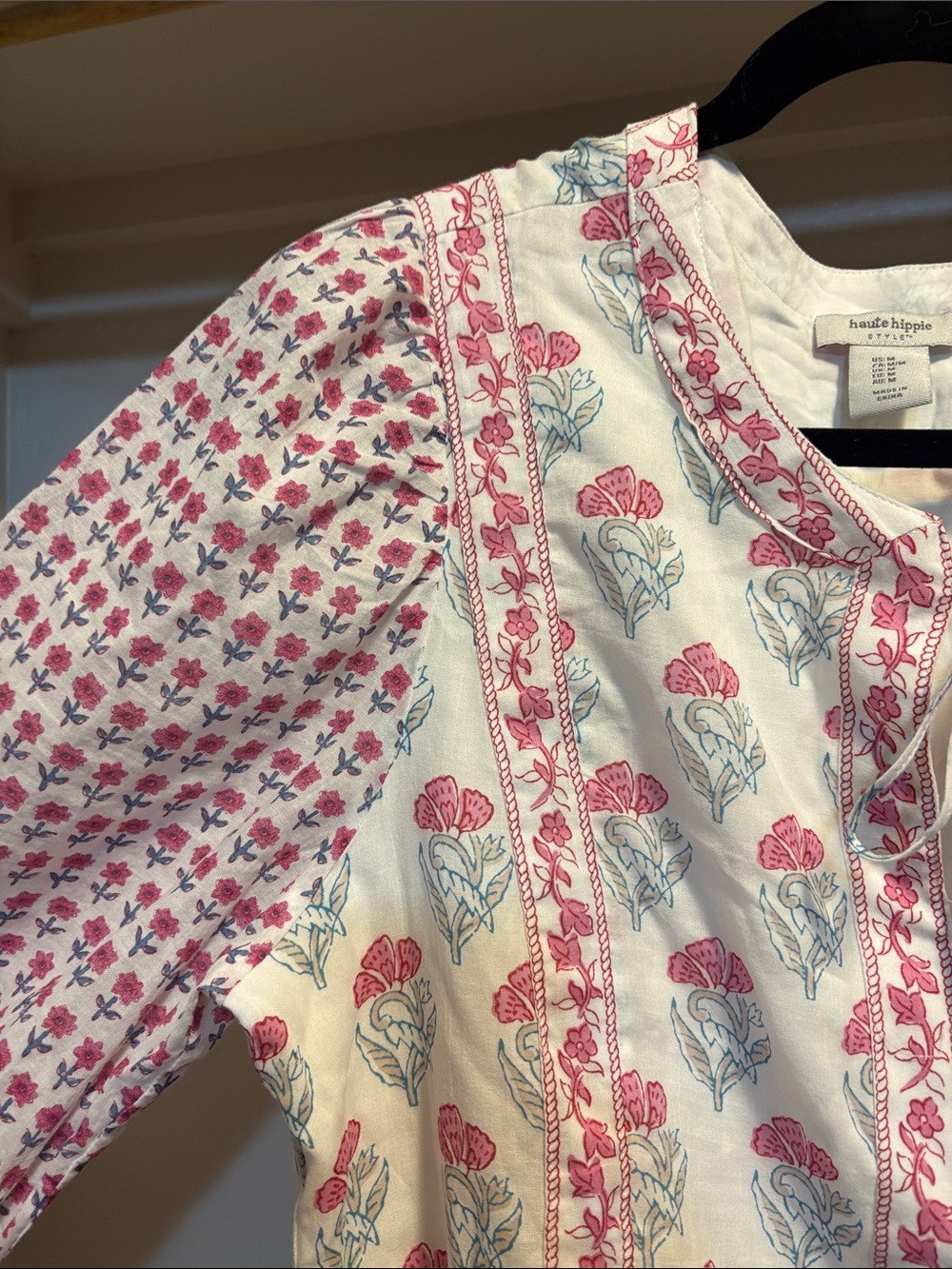 Haute Hippie White Dress with Pink Floral Border and Print - Picture 3 of 9